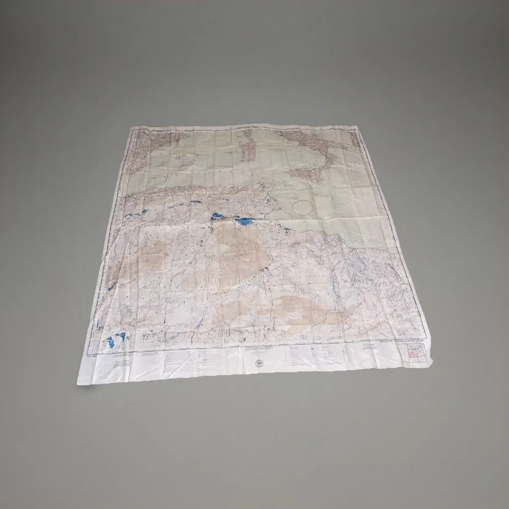 US Air Force Aeronautical Chart Service Cloth Map 1950 CL300 E & W Mediterranean